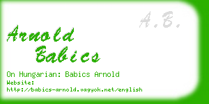 arnold babics business card